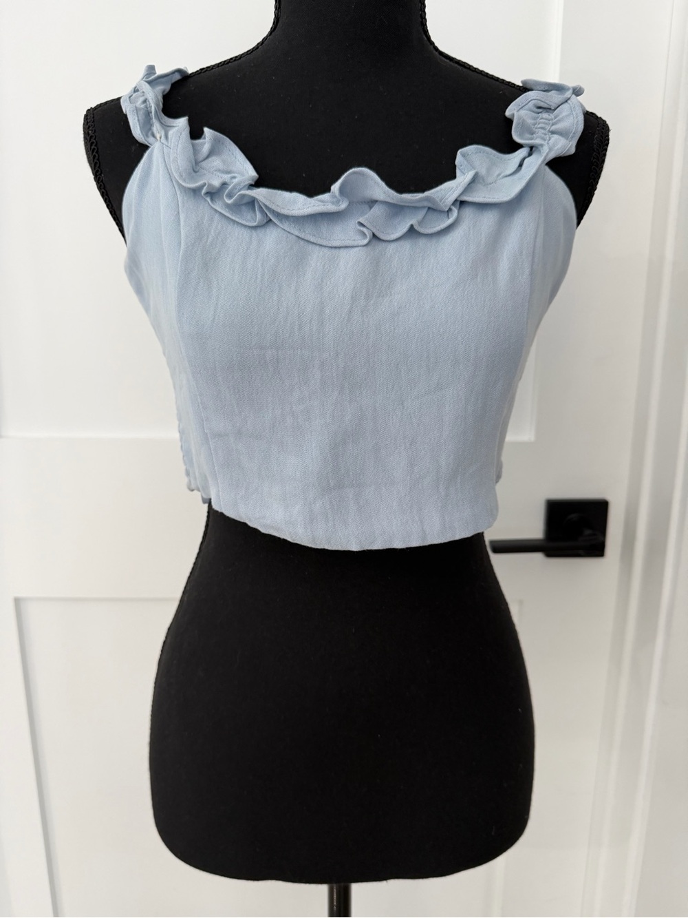 Pookie & Sebastian Blue Ruffle Corset Crop Top Y2K Medium
